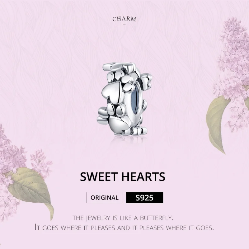 (Bild für) Silberner Spacer-Charm „Sweet Hearts“ im Pandora-Stil - SCC1504 - Ansicht 6