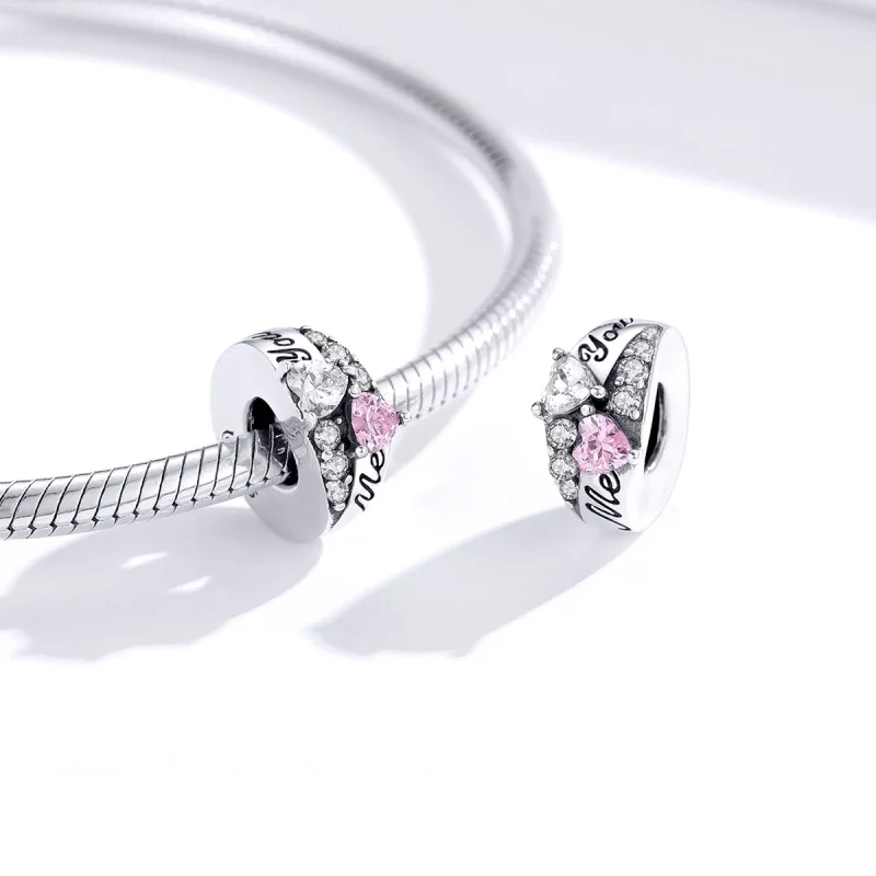 (Bild für) Silberner „Sweet Heart Spacer“-Charm im Pandora-Stil - BSC283 - Ansicht 3