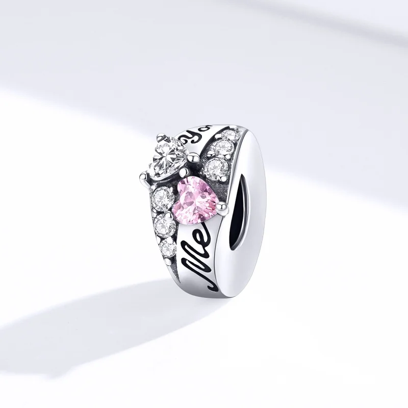 (Bild für) Silberner „Sweet Heart Spacer“-Charm im Pandora-Stil - BSC283 - Ansicht 4