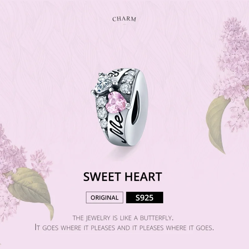 (Bild für) Silberner „Sweet Heart Spacer“-Charm im Pandora-Stil - BSC283 - Ansicht 6