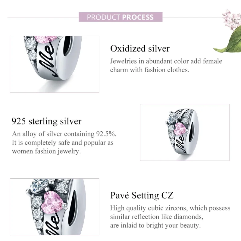 (Bild für) Silberner „Sweet Heart Spacer“-Charm im Pandora-Stil - BSC283 - Ansicht 8