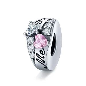 (Bild für) Silberner „Sweet Heart Spacer“-Charm im Pandora-Stil - BSC283