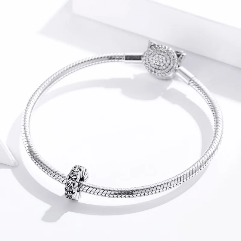 (Bild für) Silberner Vintage-Ranken-Spacer-Charm im Pandora-Stil - SCC1601 - Ansicht 3