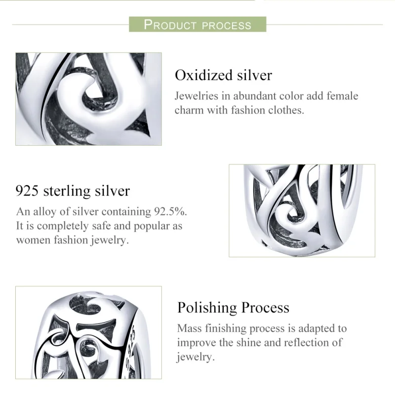 (Bild für) Silberner Vintage-Spacer-Charm im Pandora-Stil - SCC716 - Ansicht 7