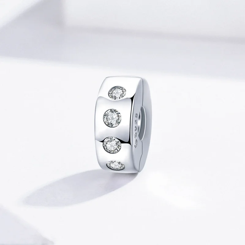 (Bild für) Silberner Zirkonia-Spacer-Charm im Pandora-Stil - BSC165 - Ansicht 2