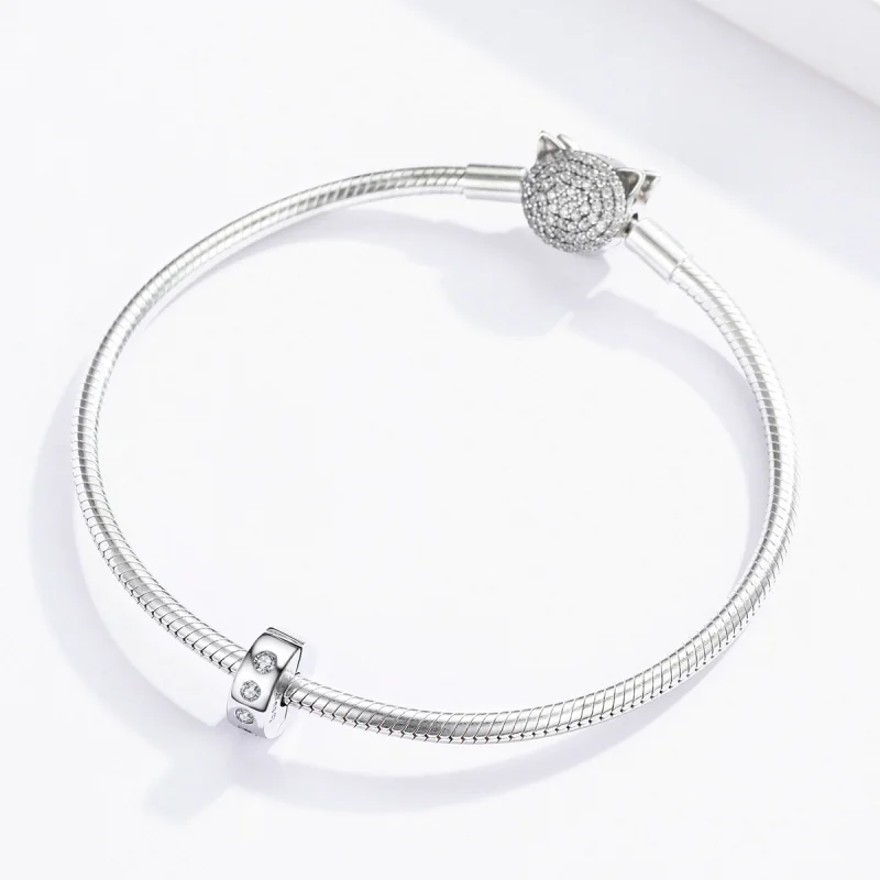 (Bild für) Silberner Zirkonia-Spacer-Charm im Pandora-Stil - BSC165 - Ansicht 3