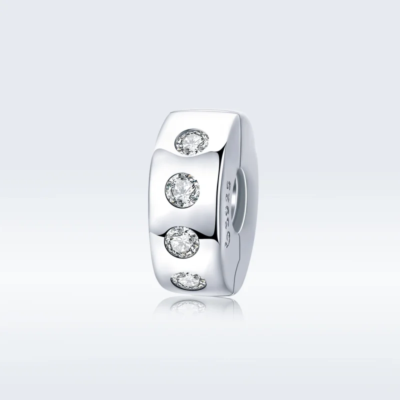 (Bild für) Silberner Zirkonia-Spacer-Charm im Pandora-Stil - BSC165 - Ansicht 5