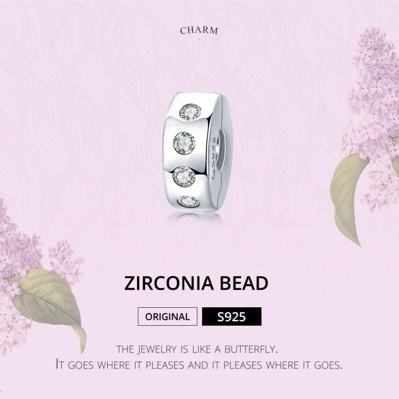 (Bild für) Silberner Zirkonia-Spacer-Charm im Pandora-Stil - BSC165 - Ansicht 6