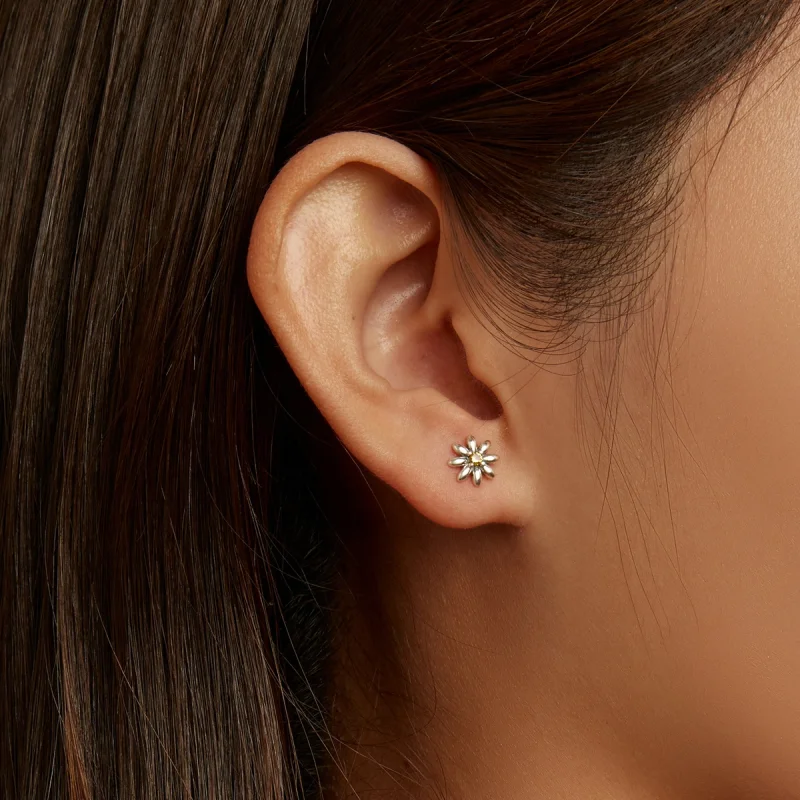 (Bild für) Asymmetrische Gänseblümchen-Marienkäfer-Ohrstecker im Pandora-Stil - SCE1364 - Ansicht 8