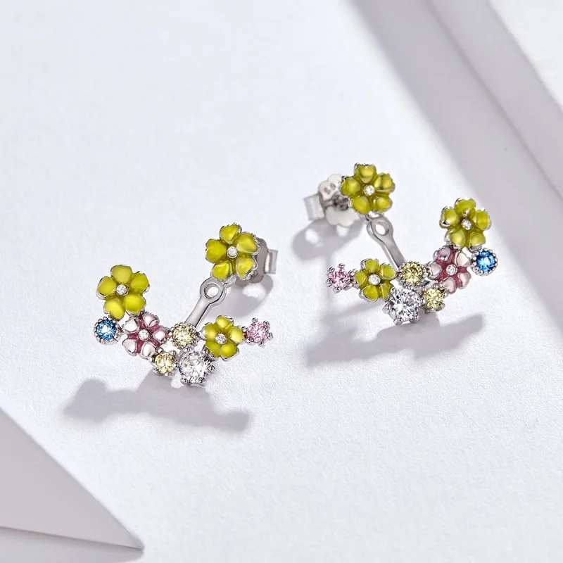 (Bild für) Blumen-Cluster-Ohrstecker im Pandora-Stil - BSE106 - Ansicht 3