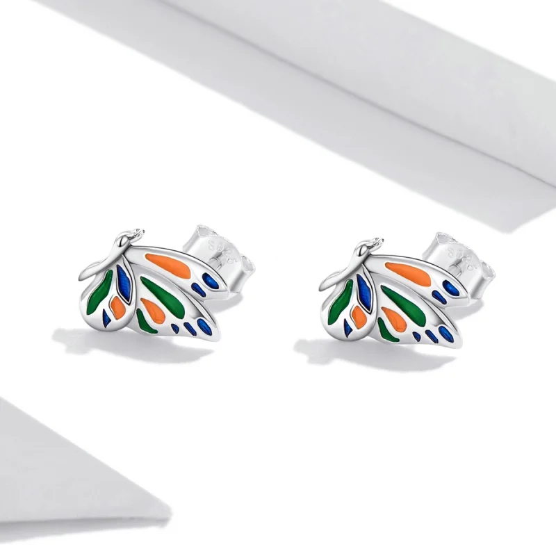 (Bild für) Brillante Schmetterlings-Ohrstecker im Pandora-Stil - SCE1359 - Ansicht 2