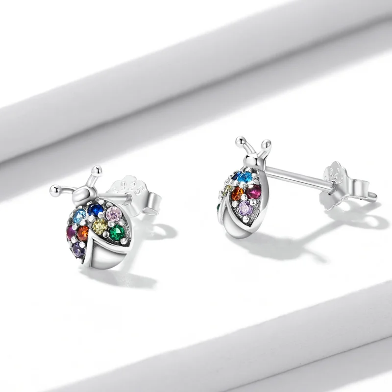 (Bild für) Bunte Käfer-Ohrstecker im Pandora-Stil - BSE560 - Ansicht 3