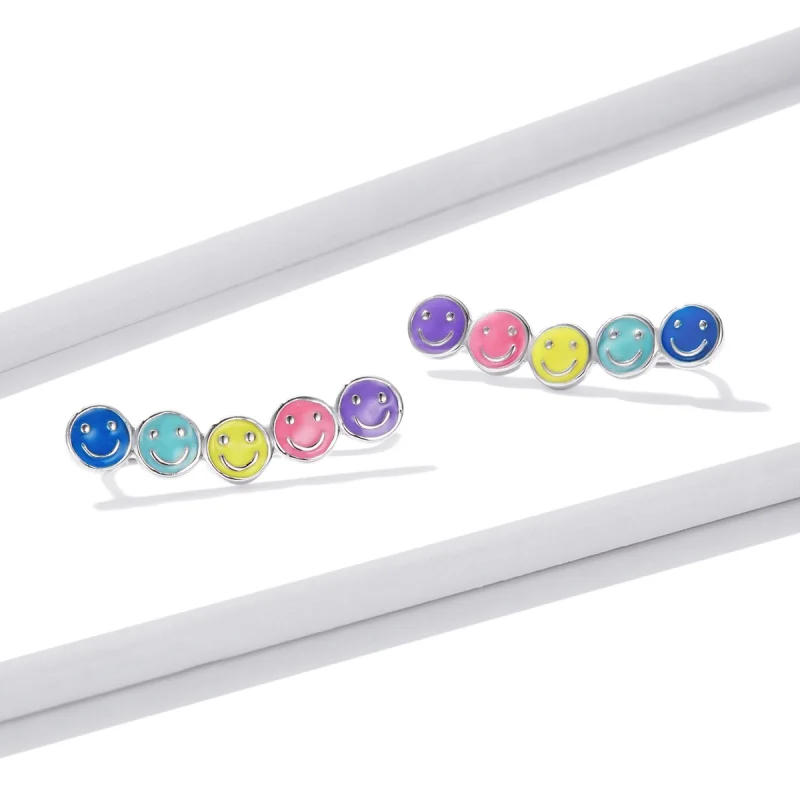 (Bild für) Bunte Smiley-Ohrstecker im Pandora-Stil - BSE553 - Ansicht 2