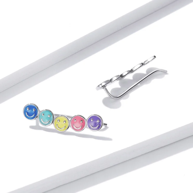 (Bild für) Bunte Smiley-Ohrstecker im Pandora-Stil - BSE553 - Ansicht 3