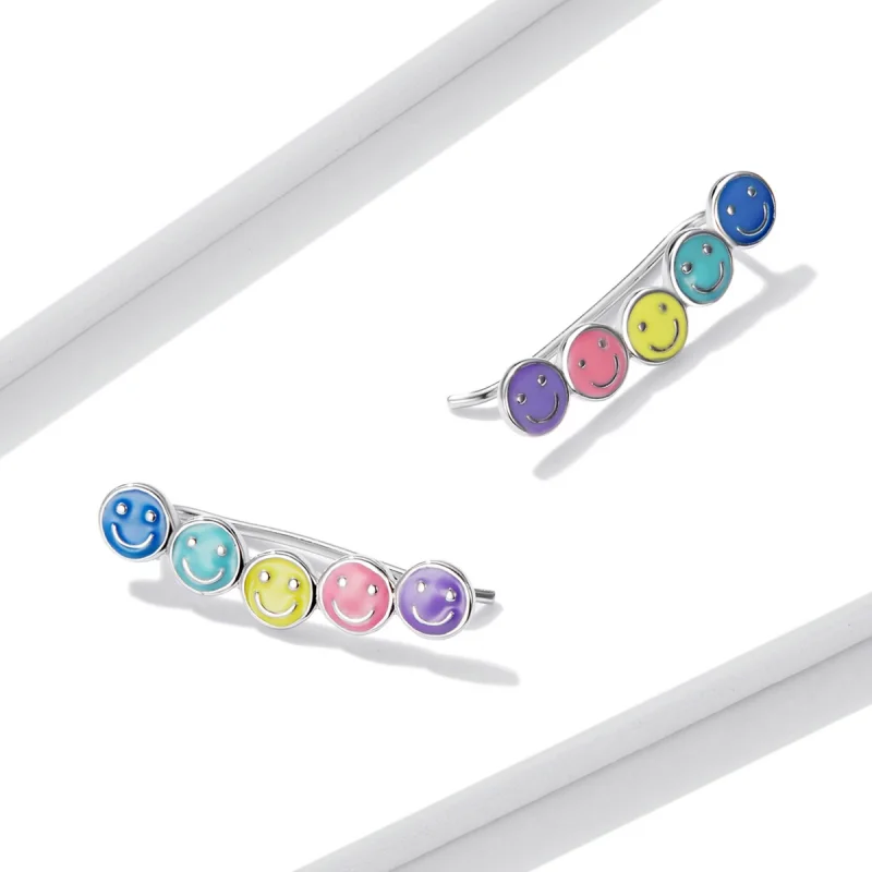 (Bild für) Bunte Smiley-Ohrstecker im Pandora-Stil - BSE553 - Ansicht 4