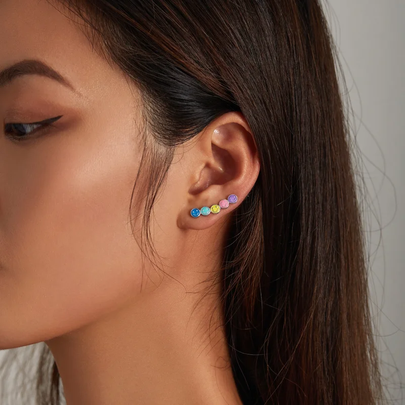(Bild für) Bunte Smiley-Ohrstecker im Pandora-Stil - BSE553 - Ansicht 7
