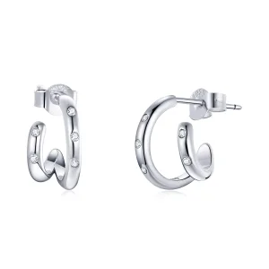 (Bild für) Doppelkreis-Ohrstecker im Pandora-Stil - BSE494