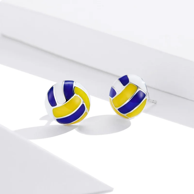(Bild für) Dynamische Volleyball-Ohrstecker im Pandora-Stil - SCE902 - Ansicht 3