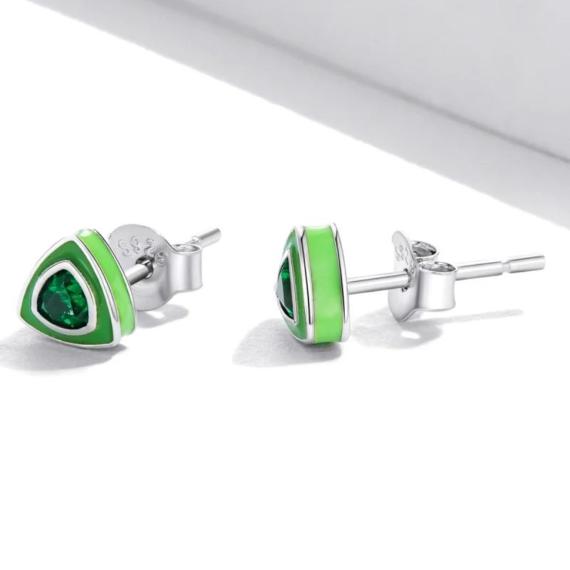 (Bild für) Einfache Dreieck-Ohrstecker im Pandora-Stil - SCE1368 - Ansicht 3
