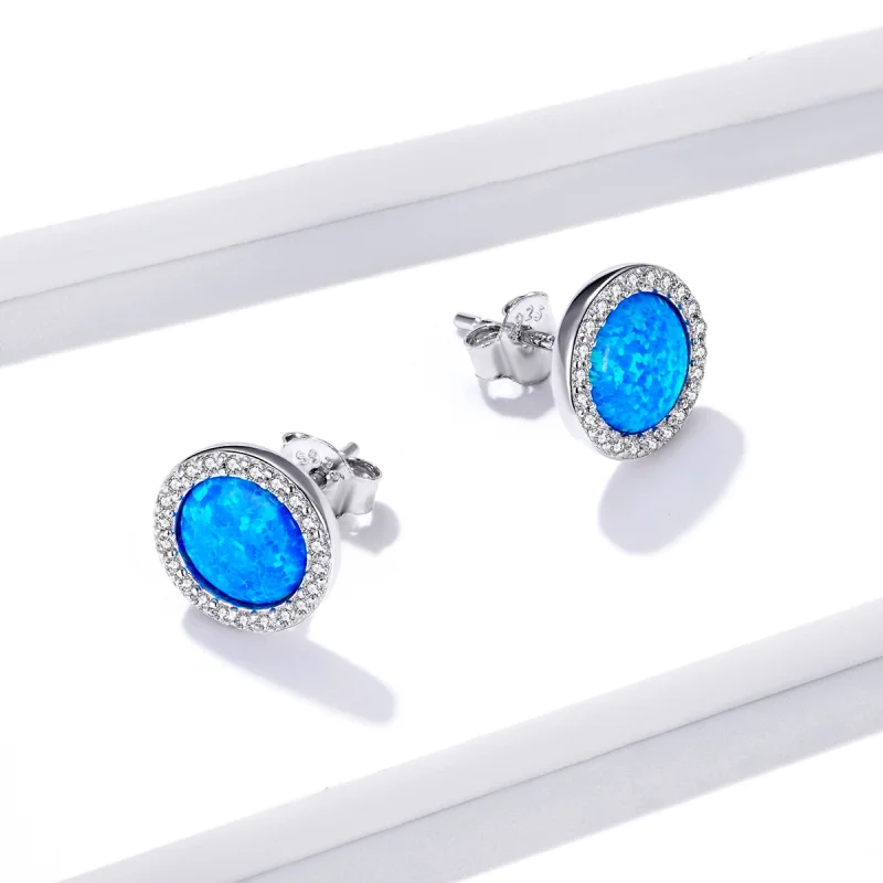 (Bild für) Einfache Opal-Ohrstecker im Pandora-Stil - BSE467 - Ansicht 4