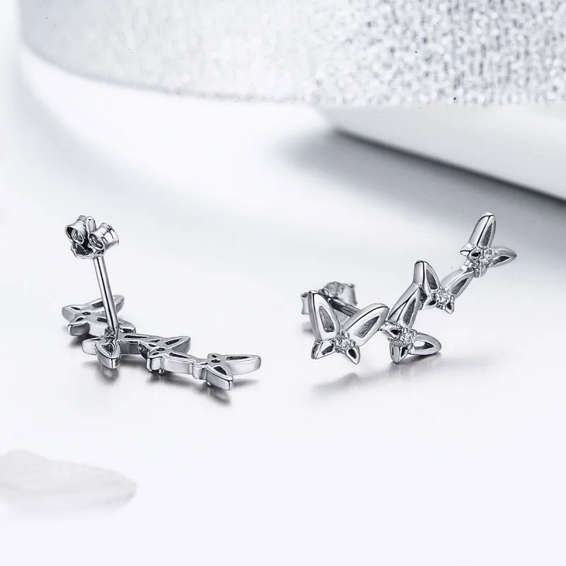 (Bild für) Elegante Schmetterlings-Tanz-Ohrstecker im Pandora-Stil - BSE056 - Ansicht 2
