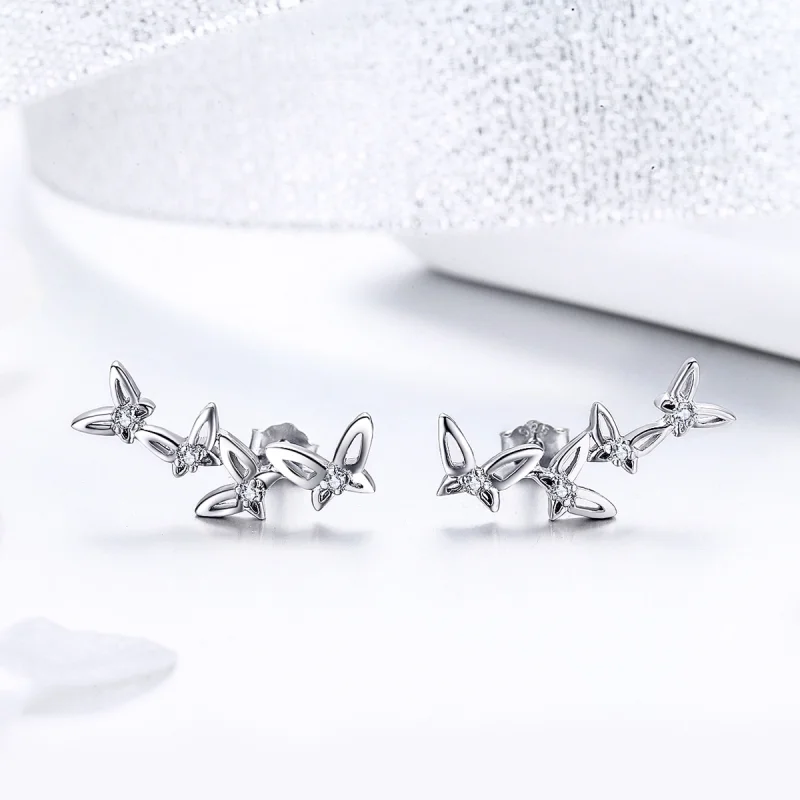 (Bild für) Elegante Schmetterlings-Tanz-Ohrstecker im Pandora-Stil - BSE056 - Ansicht 3