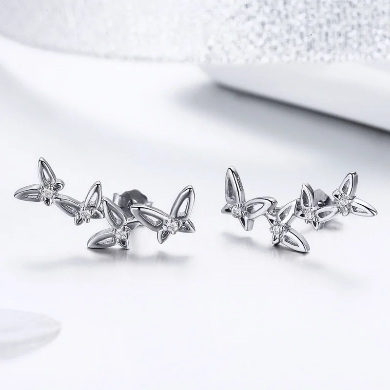 (Bild für) Elegante Schmetterlings-Tanz-Ohrstecker im Pandora-Stil - BSE056 - Ansicht 4