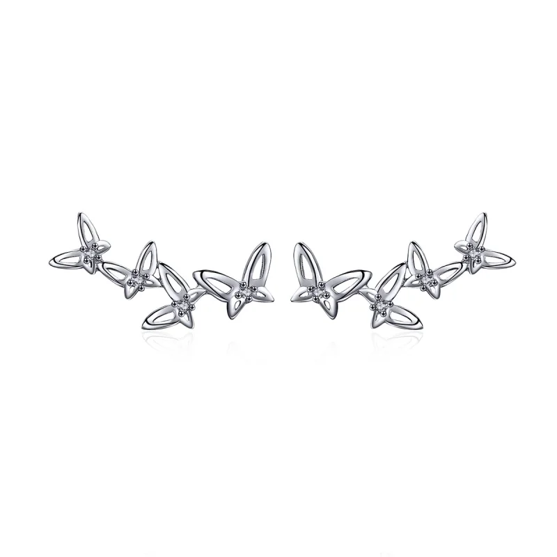 (Bild für) Elegante Schmetterlings-Tanz-Ohrstecker im Pandora-Stil - BSE056