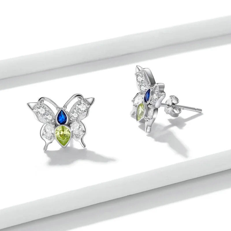 (Bild für) Glänzende Schmetterlings-Ohrstecker im Pandora-Stil - BSE564 - Ansicht 3