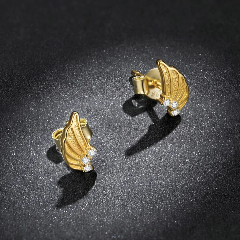 (Bild für) Goldene Flügel-Ohrstecker im Pandora-Stil - BSE524 - Ansicht 5
