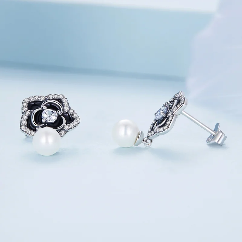 (Bild für) Kamelien-Ohrstecker im Pandora-Stil - BSE706 - Ansicht 2