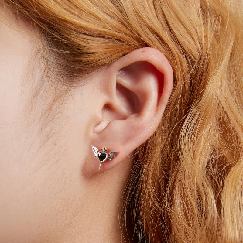 (Bild für) Liebesflügel-Ohrstecker im Pandora-Stil - SCE1179-BK - Ansicht 5