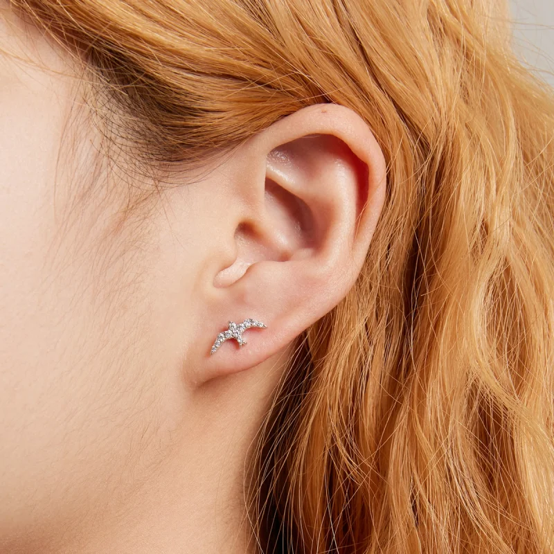 (Bild für) Mini-Schwalben-Ohrstecker im Pandora-Stil - BSE594 - Ansicht 8