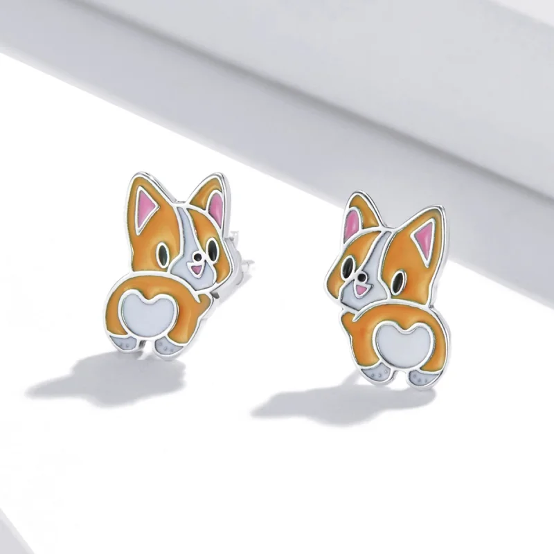 (Bild für) Niedliche Corgi-Ohrstecker im Pandora-Stil - SCE1281 - Ansicht 2