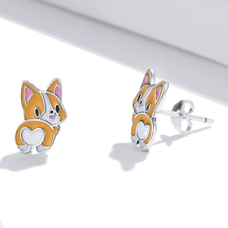 (Bild für) Niedliche Corgi-Ohrstecker im Pandora-Stil - SCE1281 - Ansicht 3