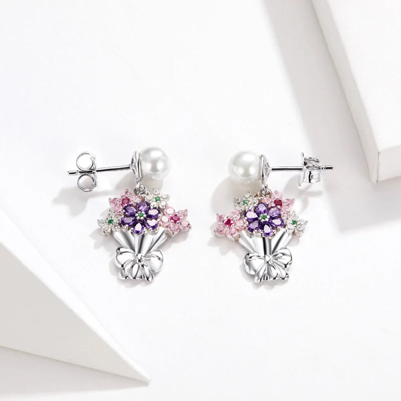 (Bild für) Ohrstecker im Pandora-Stil mit Blumen - BSE152 - Ansicht 4