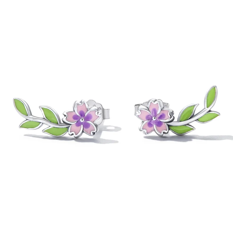 (Bild für) Ohrstecker im Pandora-Stil mit Blumen und Blättern - SCE1391 - Ansicht 2