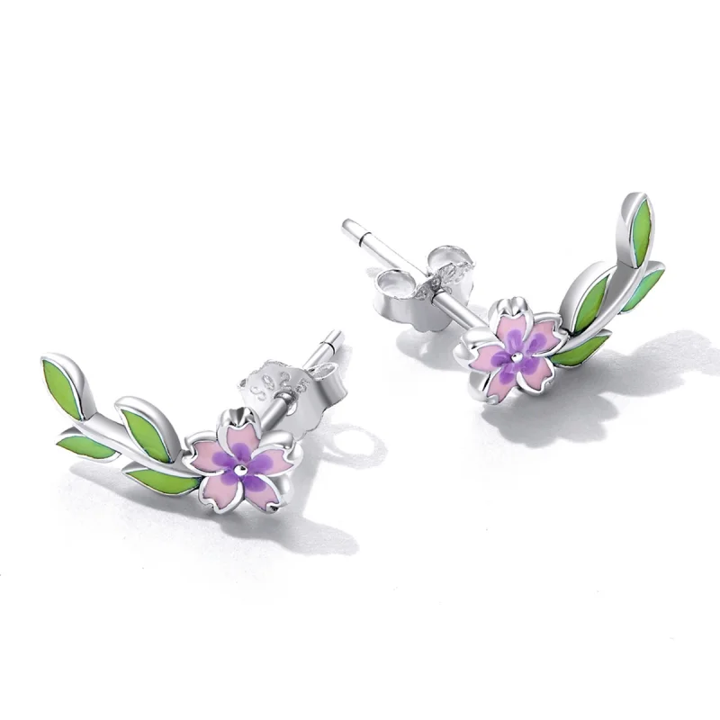 (Bild für) Ohrstecker im Pandora-Stil mit Blumen und Blättern - SCE1391 - Ansicht 3