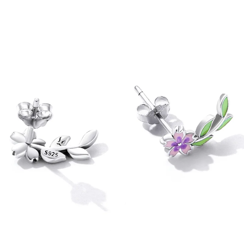 (Bild für) Ohrstecker im Pandora-Stil mit Blumen und Blättern - SCE1391 - Ansicht 4