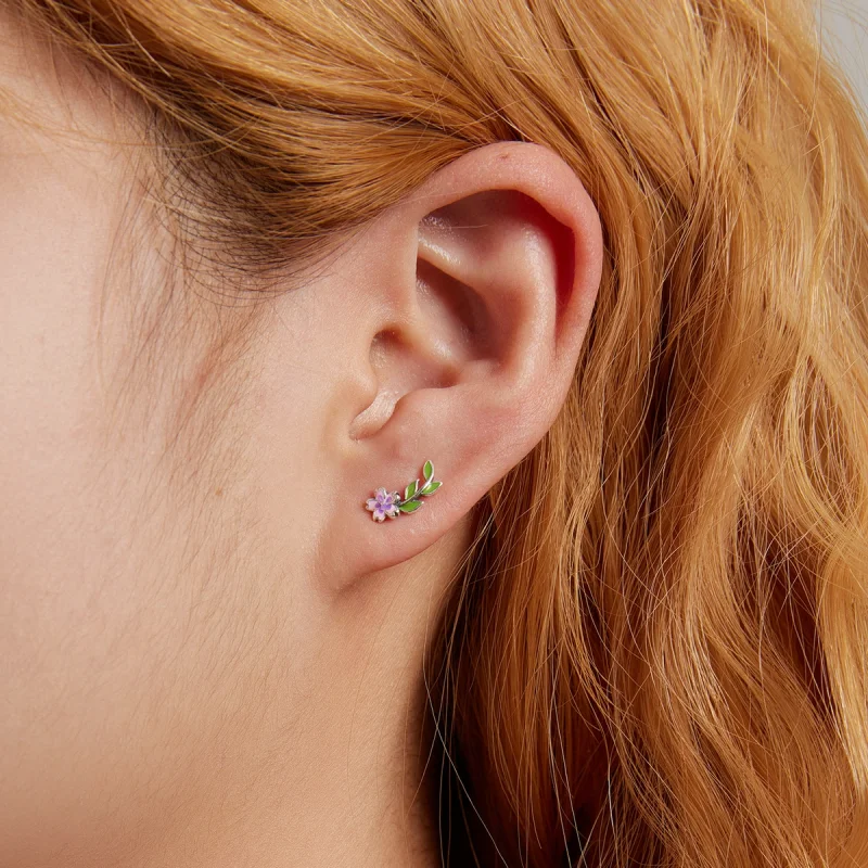 (Bild für) Ohrstecker im Pandora-Stil mit Blumen und Blättern - SCE1391 - Ansicht 6