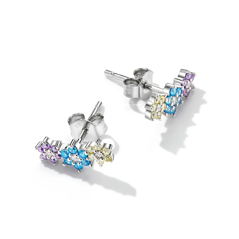 (Bild für) Ohrstecker im Pandora-Stil mit glänzenden Blumen - BSE593 - Ansicht 4