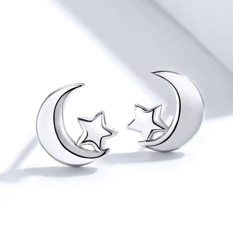(Bild für) Ohrstecker im Pandora-Stil mit Mond und Sternen - SCE726 - Ansicht 3