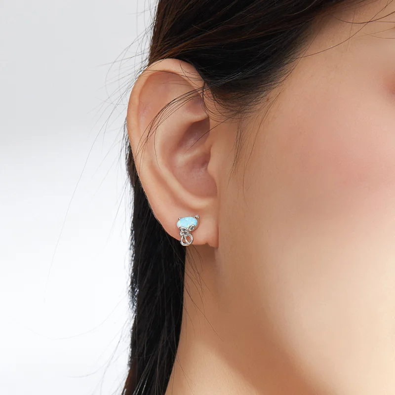 (Bild für) Ohrstecker im Pandora-Stil mit Opal und niedlicher Katze - SCE828 - Ansicht 5