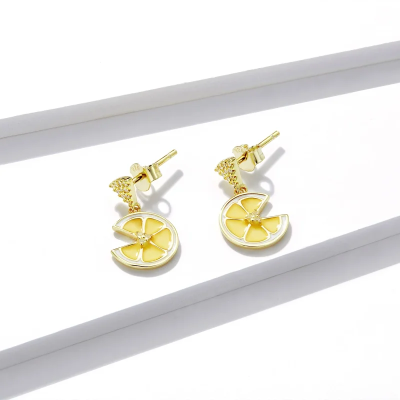 (Bild für) Ohrstecker mit frischer Zitrone im Pandora-Stil - BSE435 - Ansicht 3