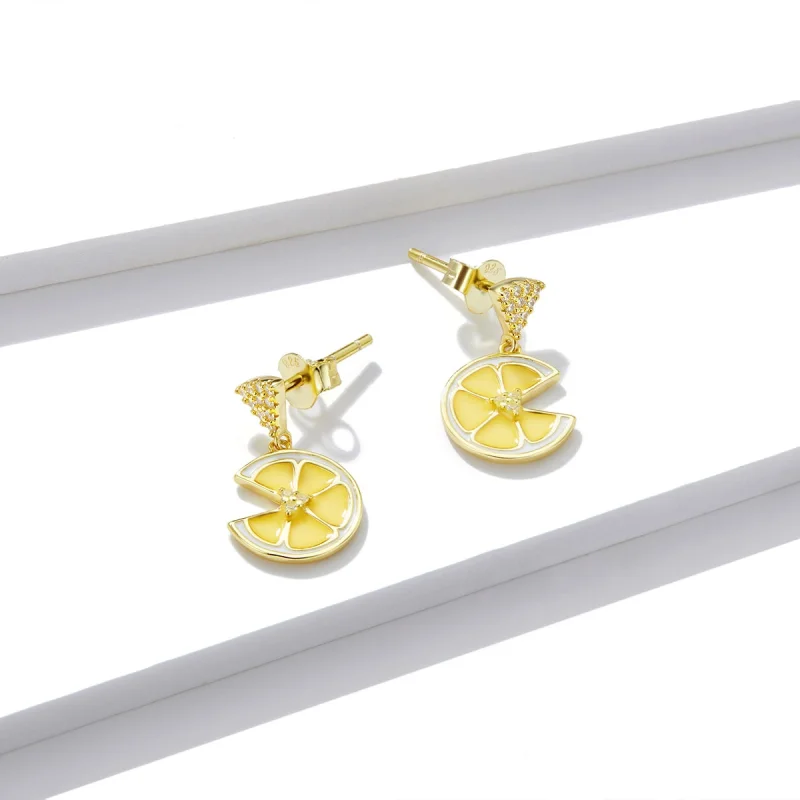 (Bild für) Ohrstecker mit frischer Zitrone im Pandora-Stil - BSE435 - Ansicht 4