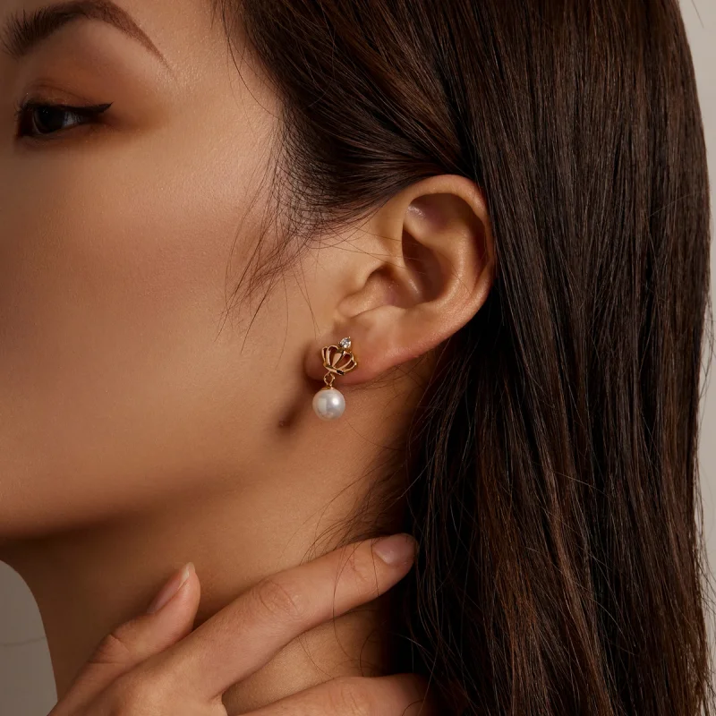 (Bild für) Ohrstecker mit Krone und Muschelperlen im Pandora-Stil - BSE549 - Ansicht 7