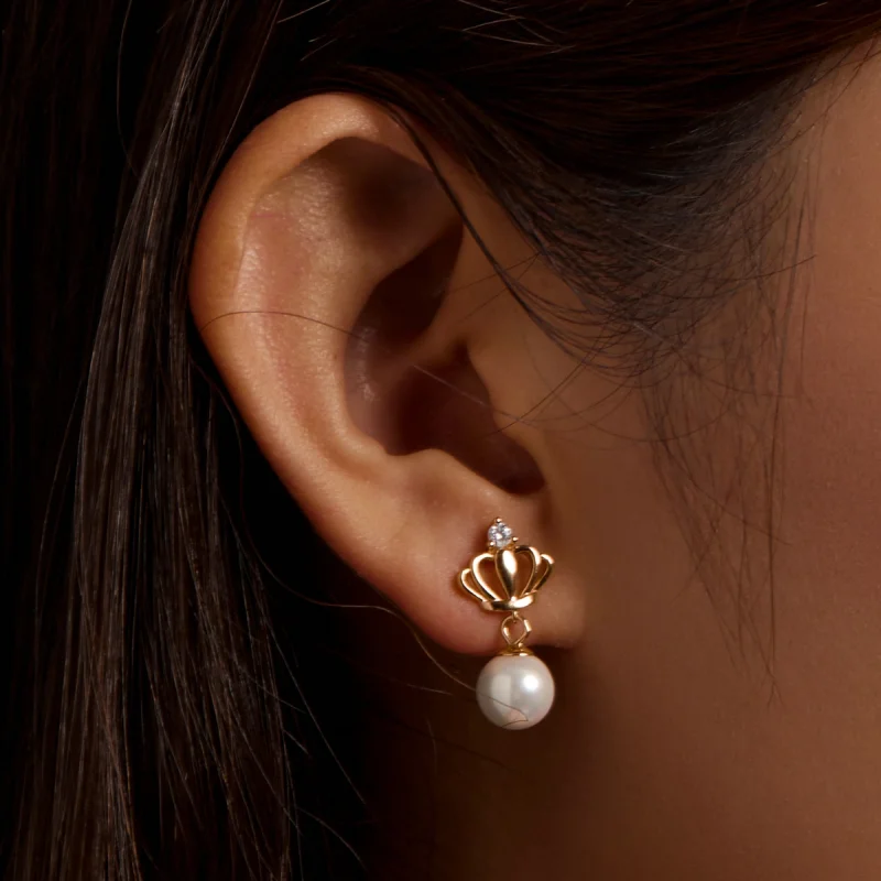 (Bild für) Ohrstecker mit Krone und Muschelperlen im Pandora-Stil - BSE549 - Ansicht 8