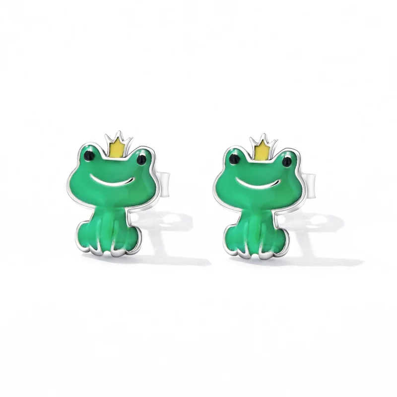 (Bild für) Ohrstecker mit lustigem kleinem Frosch im Pandora-Stil - SCE1380 - Ansicht 2