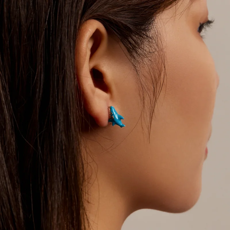 (Bild für) Ohrstecker mit lustigem kleinen Hai im Pandora-Stil - BSE563 - Ansicht 8