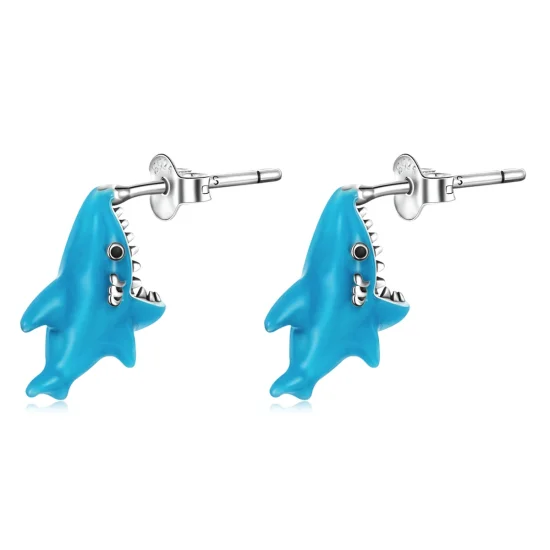 (Bild für) Ohrstecker mit lustigem kleinen Hai im Pandora-Stil - BSE563